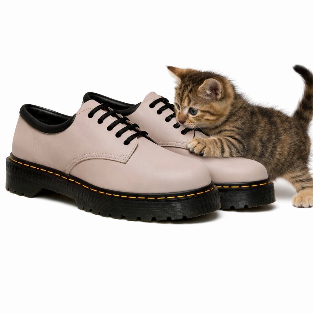 Dr Martens 8053 Quad Vintage Taupe Leather Platform Oxfords Size 11